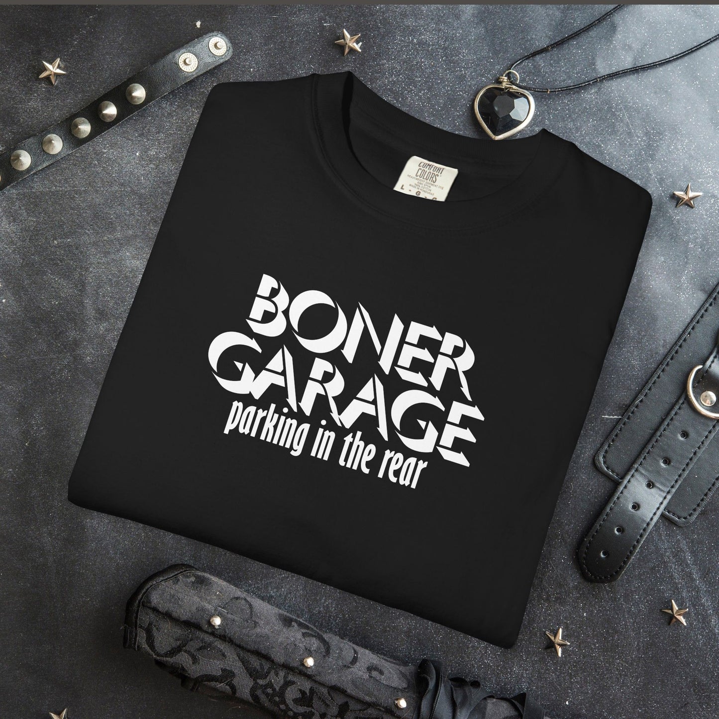 Boner Garage Parking in the Rear Naughty Women’s T-Shirt – Offensive Summer Party Tee, Funny Hot Mom Gift