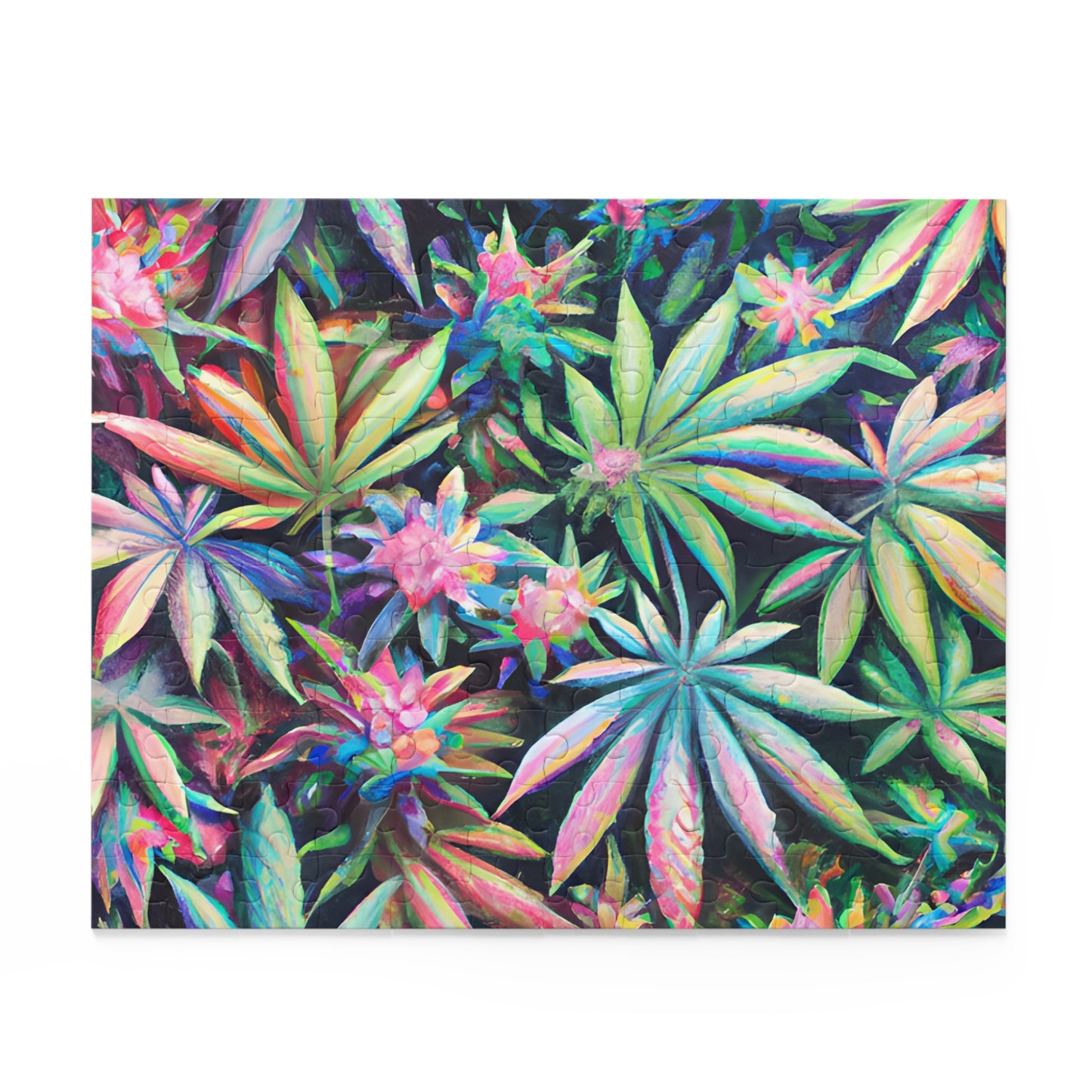 Vibrant Leaf Puzzle – Trippy Pastel Print for Chill Vibes | Gift-Ready Fun for Artsy Minds