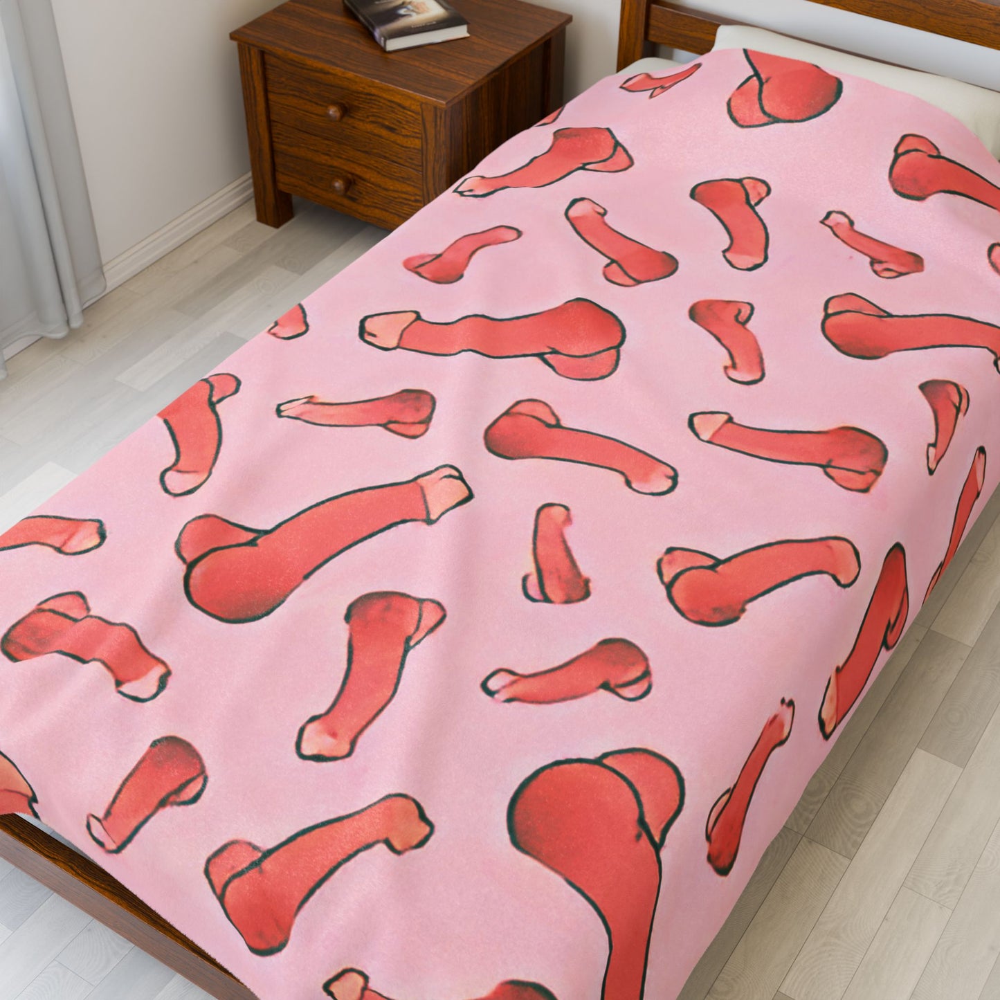 Pink C*ck Blanket – Naughty Willy Throw for Adults, Funny NSFW Penis Gift