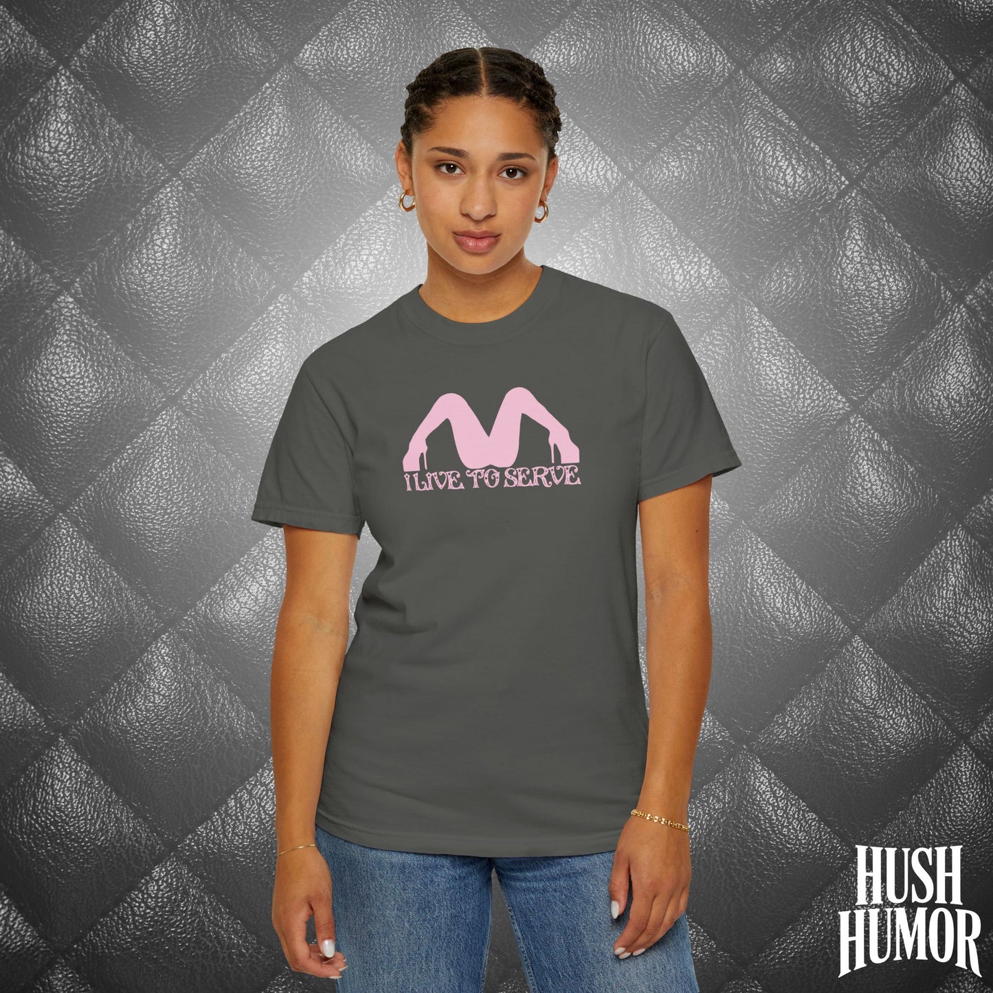 I Live to Serve Submissive T-Shirt | BDSM Kink Shirt for Women Pink graphic tee