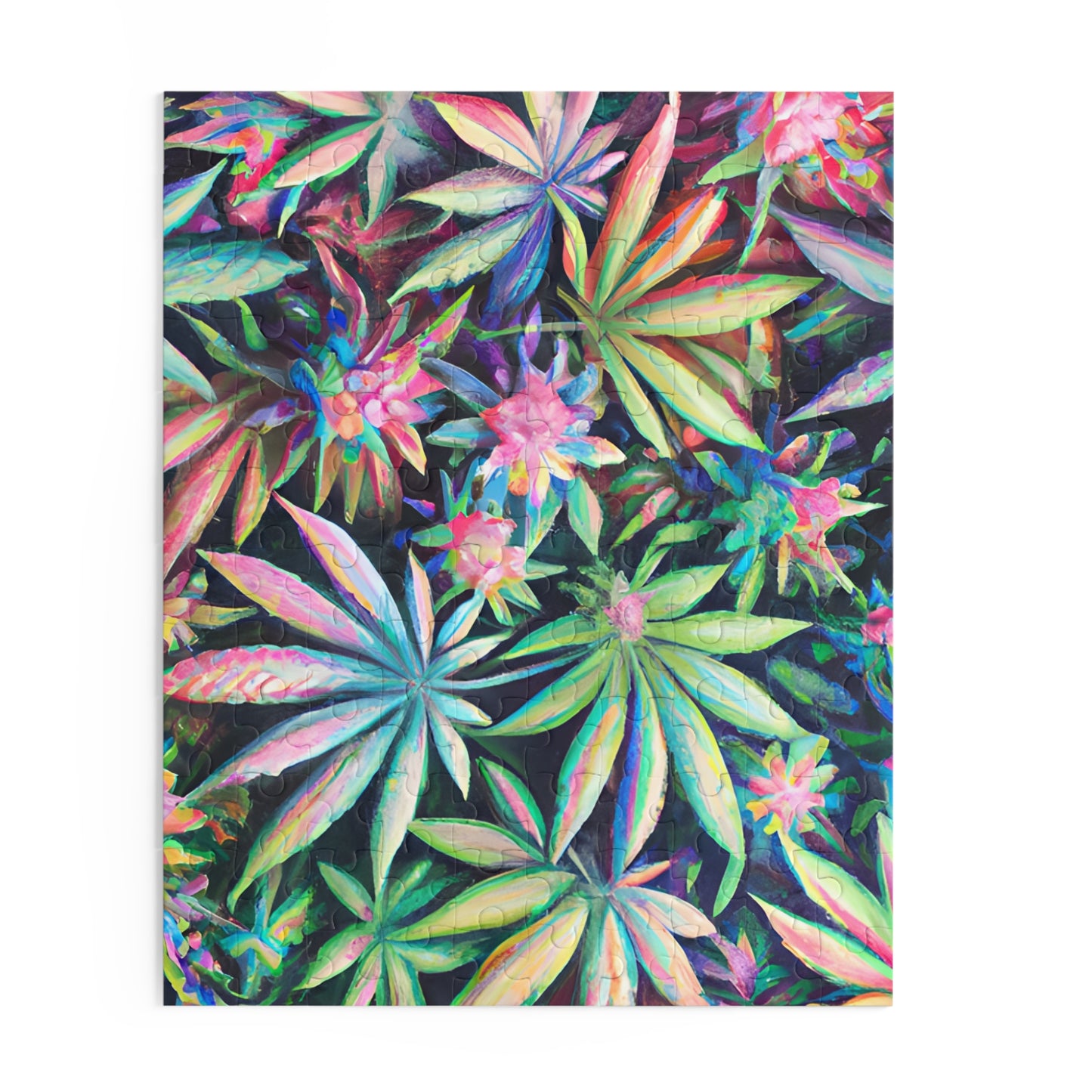 Vibrant Leaf Puzzle – Trippy Pastel Print for Chill Vibes | Gift-Ready Fun for Artsy Minds