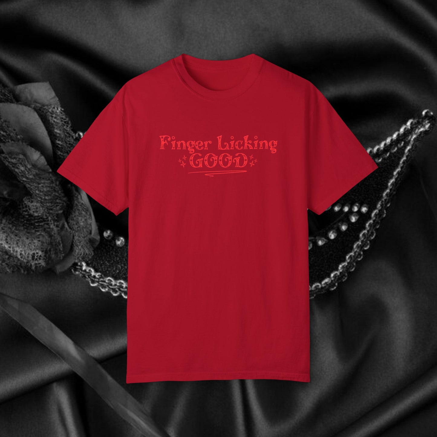Finger Licking Good Naughty Women’s T-Shirt – Funny Comfort Colors Tee, Inappropriate Adult Humor Gift