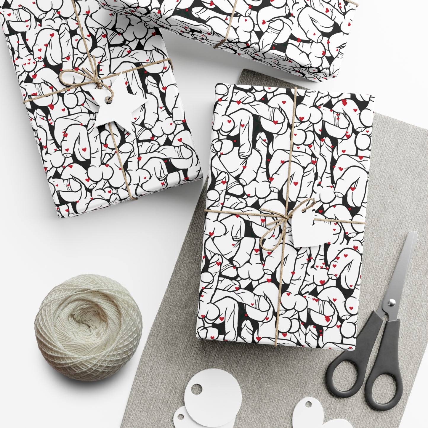 Black & White Penis Wrapping Paper – Funny Adult Willy Gift Wrap, Cute C*ck Gag Gift Paper