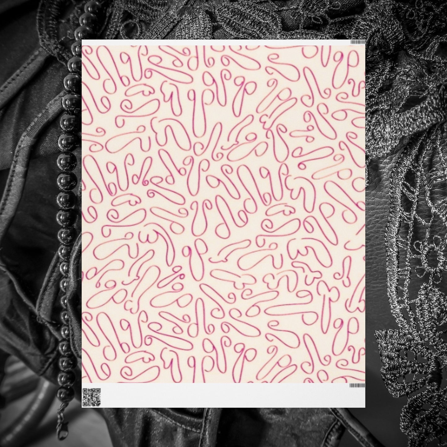Hand drawn chic penis gift wrap for Birthdays, Holidays, Bachelorettes, Adult Naughty Paper