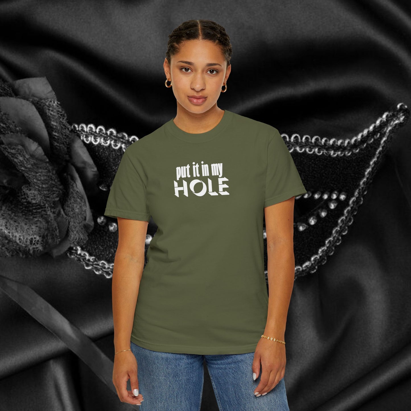 Put it in My Hole provacative ladies tshirt, shocking apparel, gag gift for women
