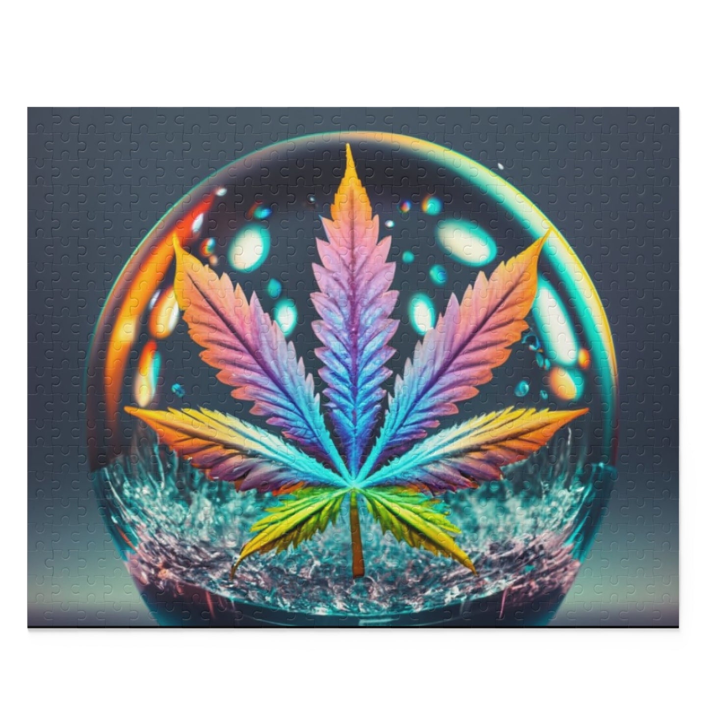 Psychedelic Leaf Tripping in a Glass Orb – Vibrant Adult Jigsaw Puzzle