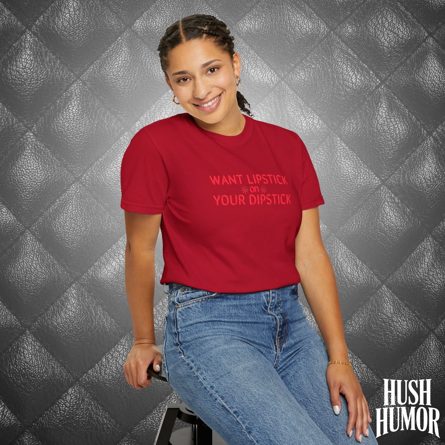 Want Lipstick on Your Dipstick? Dirty T-Shirt – Shocking Naughty Women’s Tee, FEMdom Sassy Mouth Shirt, Funny NSFW Adult Gift for Her