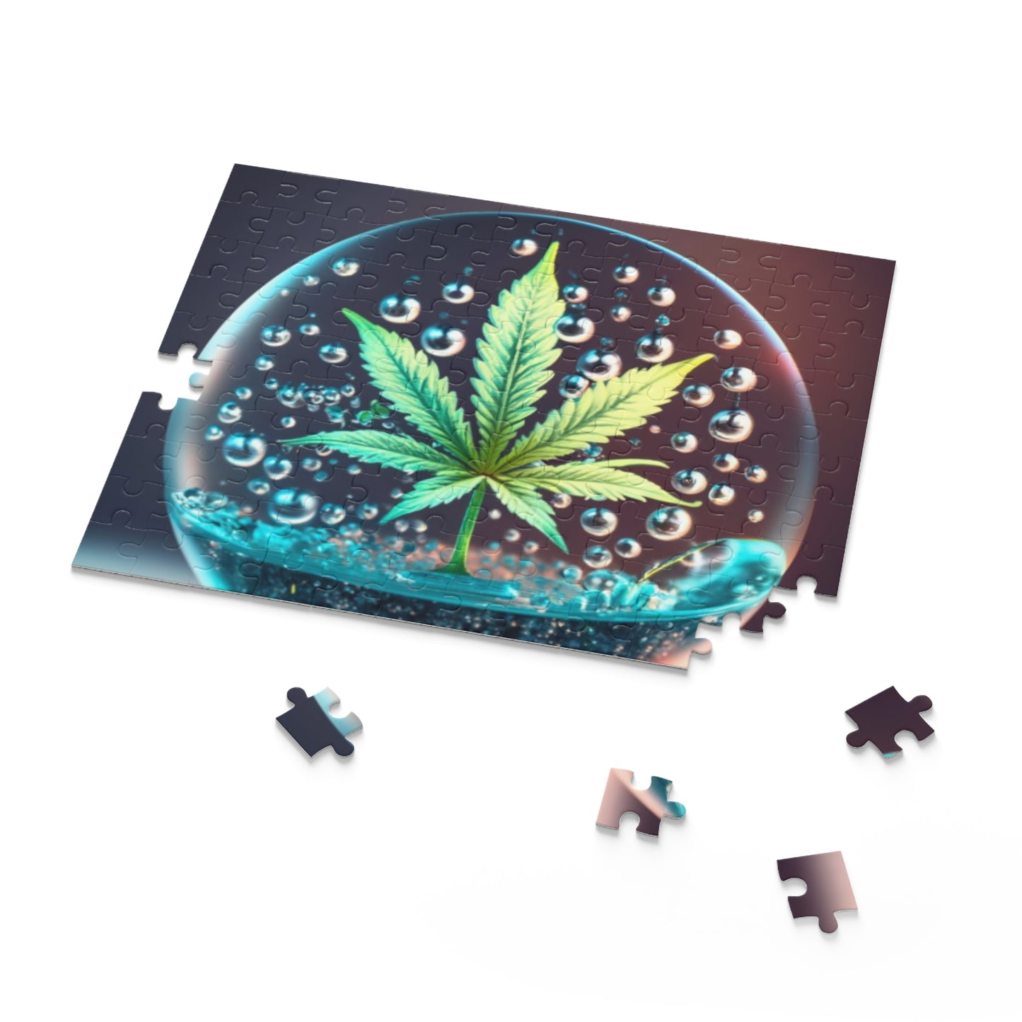 Couch Trip Puzzle – Dreamy Bubble Art with Leaf in Glass Orb | Funny Trippy Jigsaw Gift for Adults