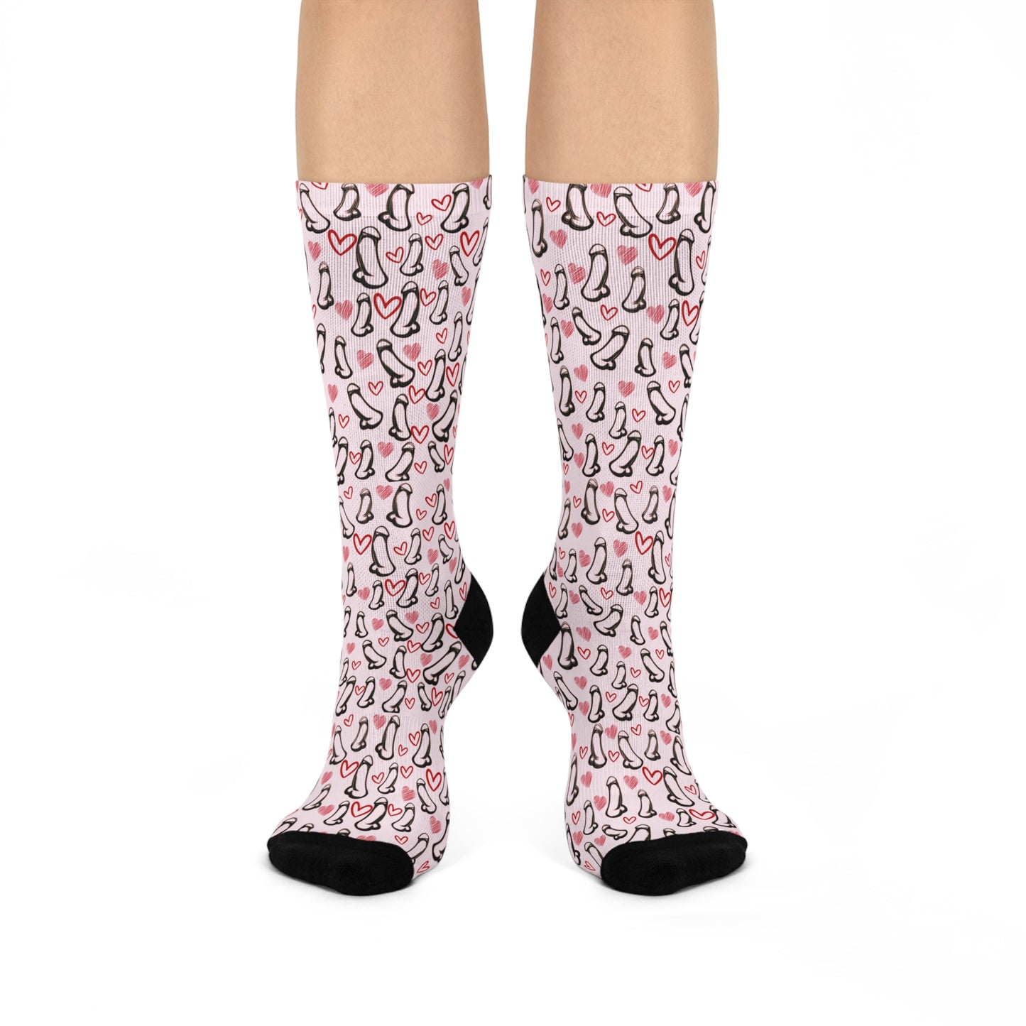 Cheeky Funny Penis Socks, Naughty Hearts & C*cks Crew Socks – Funny Gag Gift, Rude Novelty Socks, Quirky Adult Humor for Valentine’s Day or Holidays