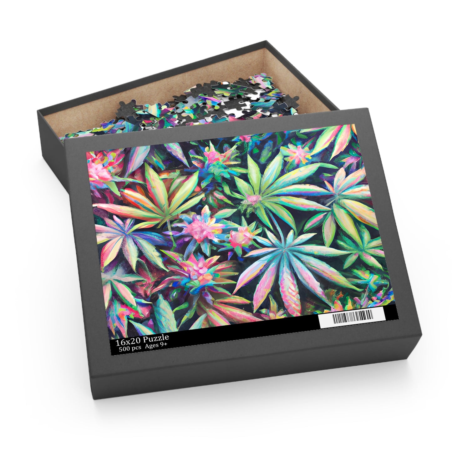 Vibrant Leaf Puzzle – Trippy Pastel Print for Chill Vibes | Gift-Ready Fun for Artsy Minds