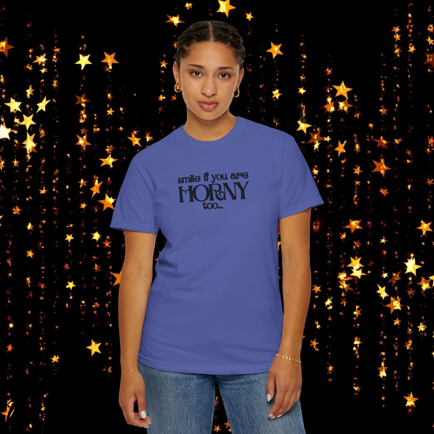 Smile If You Are Horny Too Naughty Women's Shirt – Fun Wife Gift, Offensive Comfort Colors NSFW T-Shirt, Dirty Joke Tee, Rude Ladies Top