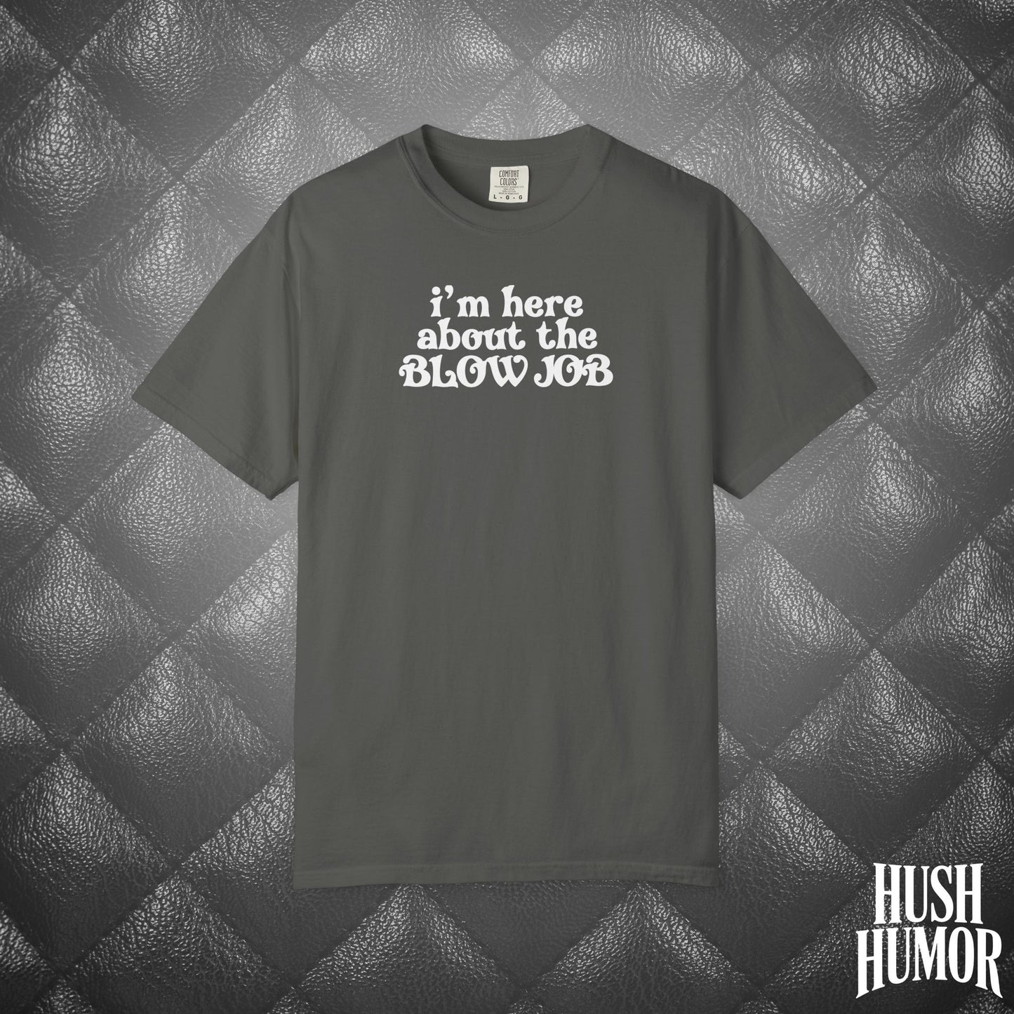 I'm Here About the Blow Job T-Shirt | Naughty Girl Sex Humor Tee | Sarcastic Dirty Shirt for Women | Hot Wife Adult Graphic Apparel
