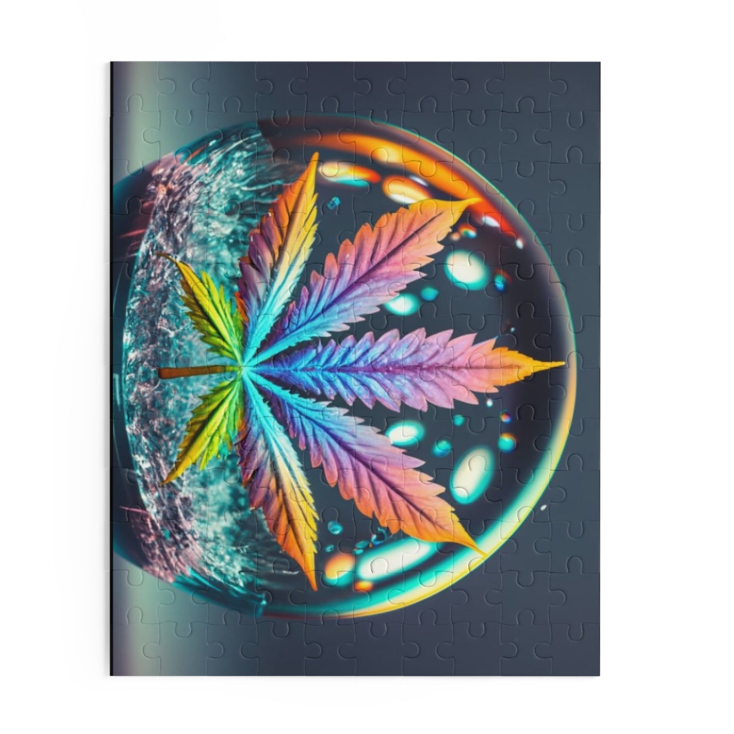 Psychedelic Leaf Tripping in a Glass Orb – Vibrant Adult Jigsaw Puzzle