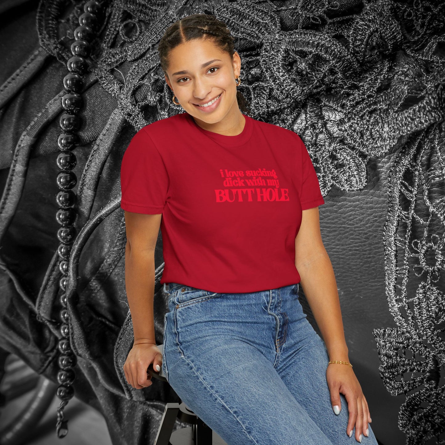 I Love Sucking D*ck With My Butt Hole T-Shirt – Naughty Offensive Garment-Dyed Sexy Wife Tee