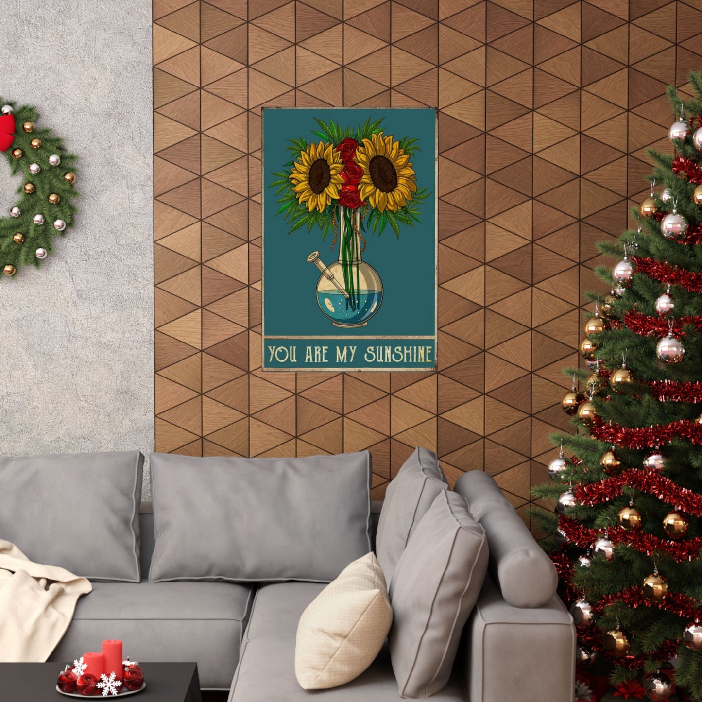 Flower Power Pot Poster – You Are My Sunshine Weed Wall Art, Sunflower Stoner Decor
