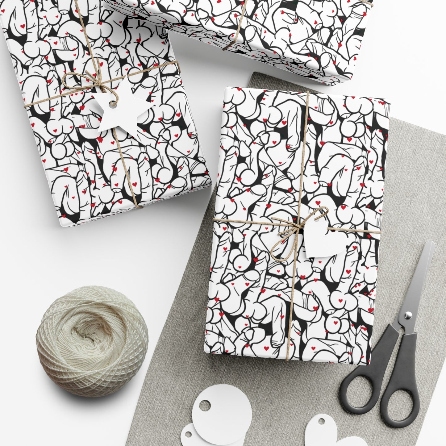 Black & White Penis Wrapping Paper – Funny Adult Willy Gift Wrap, Cute C*ck Gag Gift Paper
