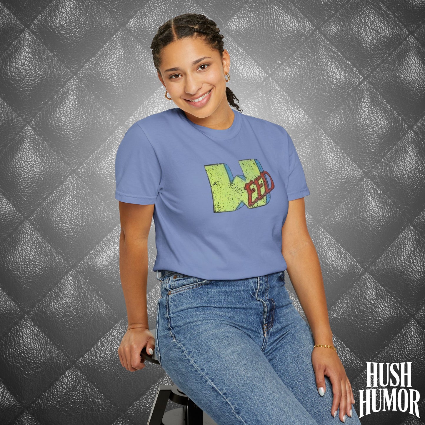 WEED Retro Graphic Tee | Stoner Girl Shirt, Funny Marijuana Meme Gift