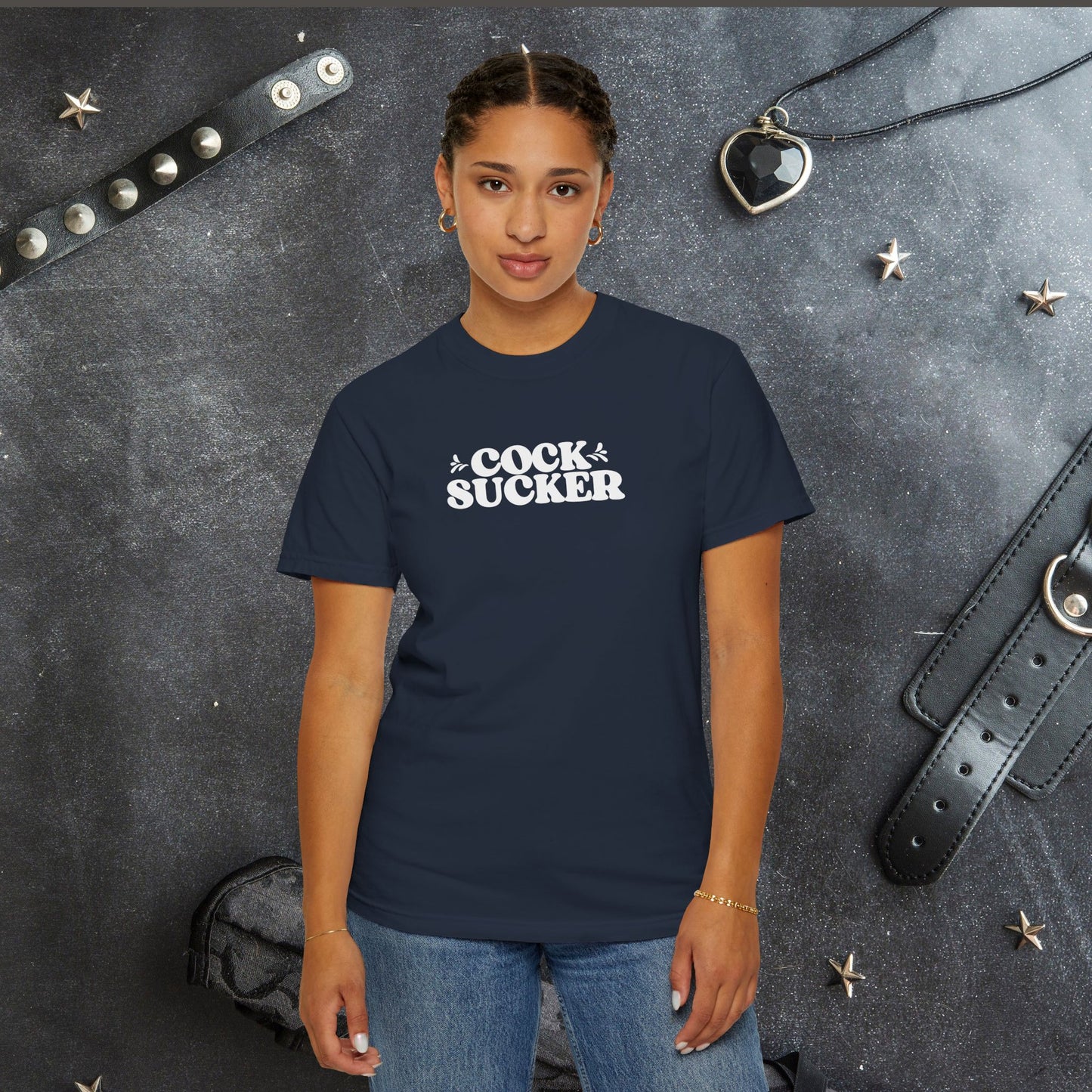 C*ck Sucker Offensive Ladies Comfort Colors T-Shirt – Hot Wife NSFW Party Tee