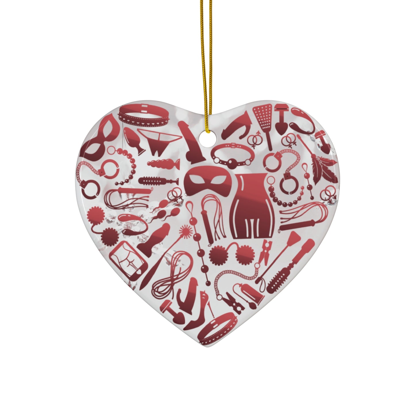 Naughty BDSM Ornament – White & Red (Festive AF Edition)