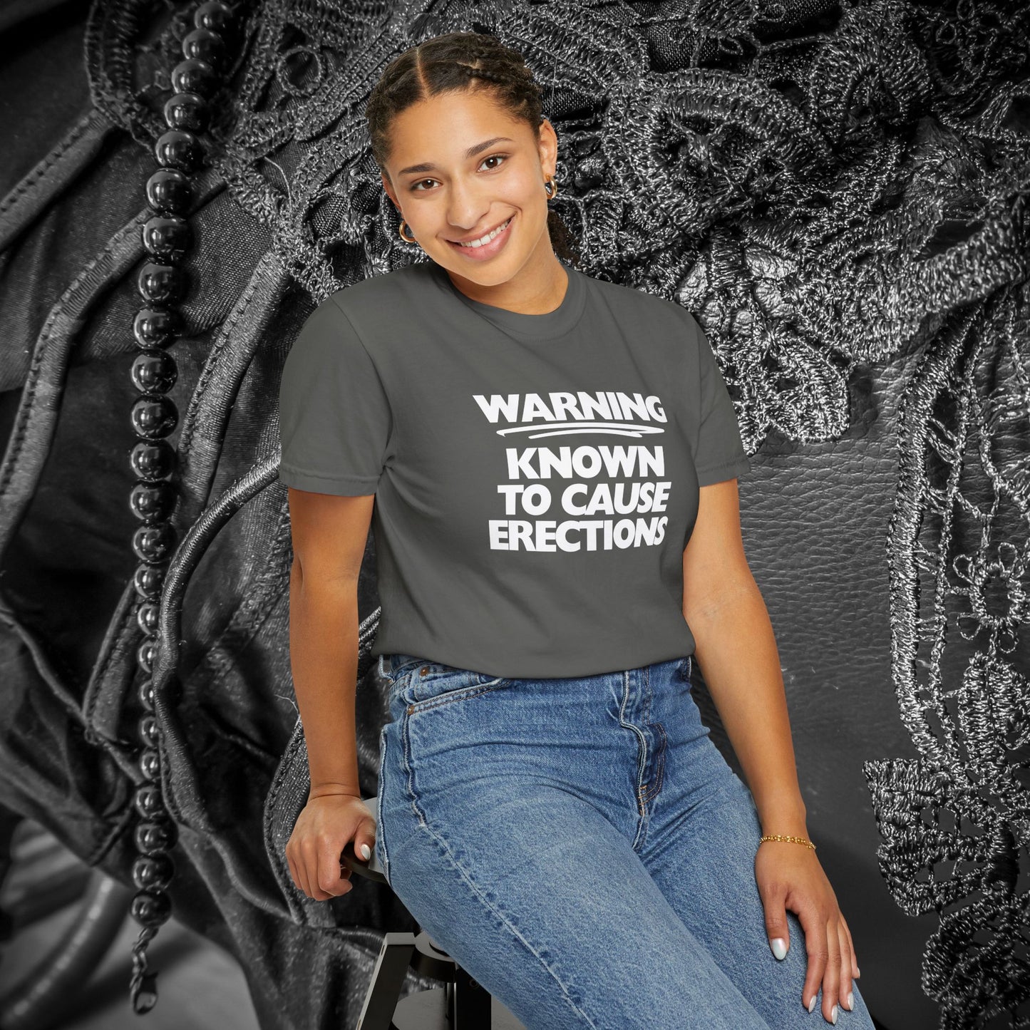 Naughty Shirt – WARNING Known to Cause Erections Adult Garment-Dyed Comfort Colors Tee