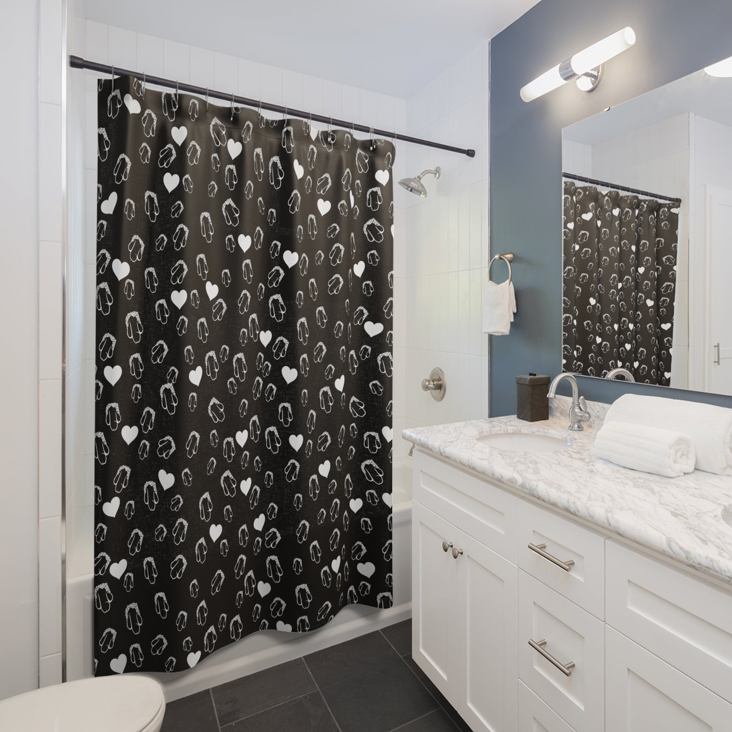 Penis Shower Curtain Black & White Sexy Shower Curtain, Naughty bathroom decor