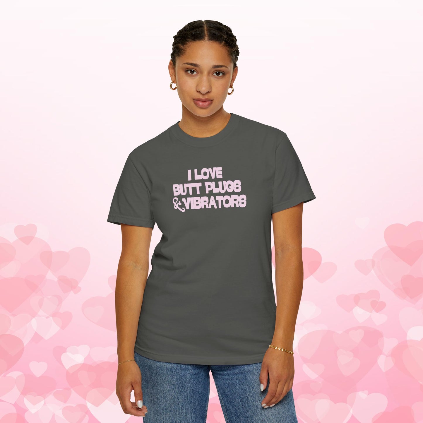 Naughty Women's Comfort Colors T-shirt, Funny Butt Plug & Vibrator Tee, Risque Party Apparel
