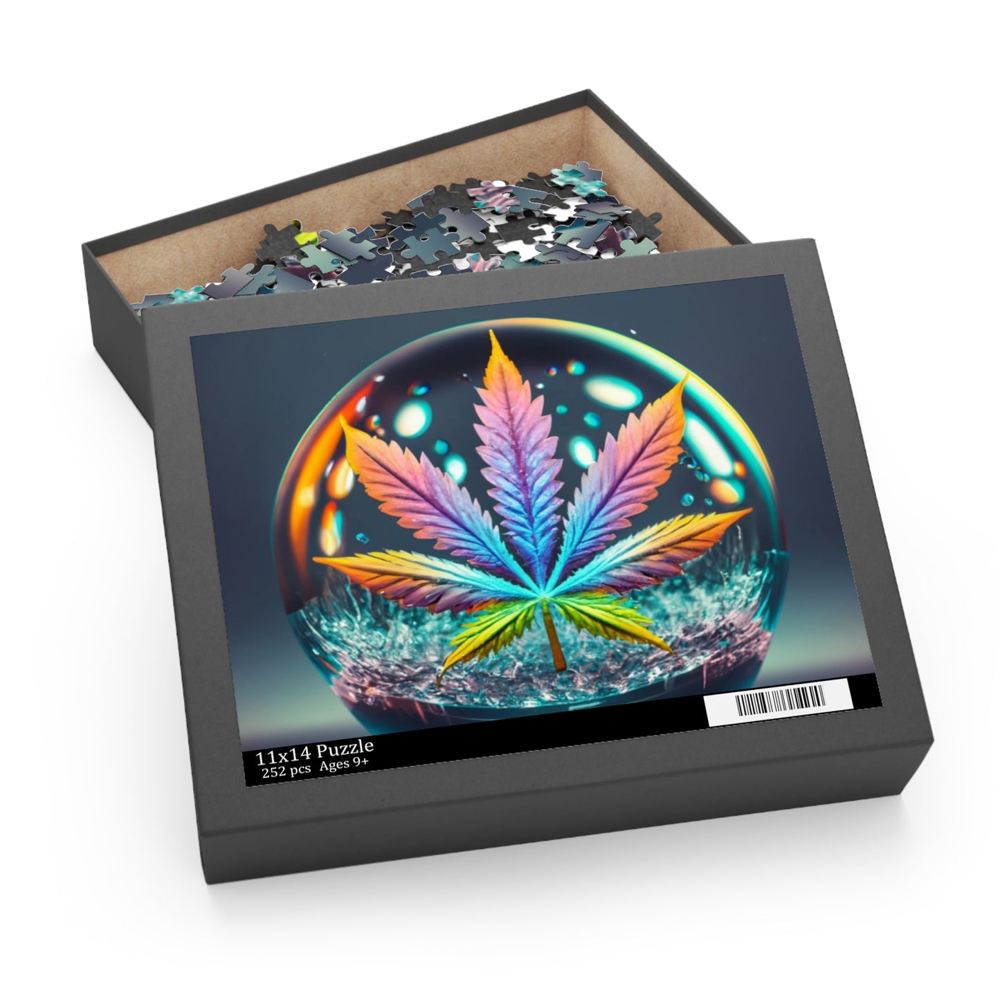 Psychedelic Leaf Tripping in a Glass Orb – Vibrant Adult Jigsaw Puzzle