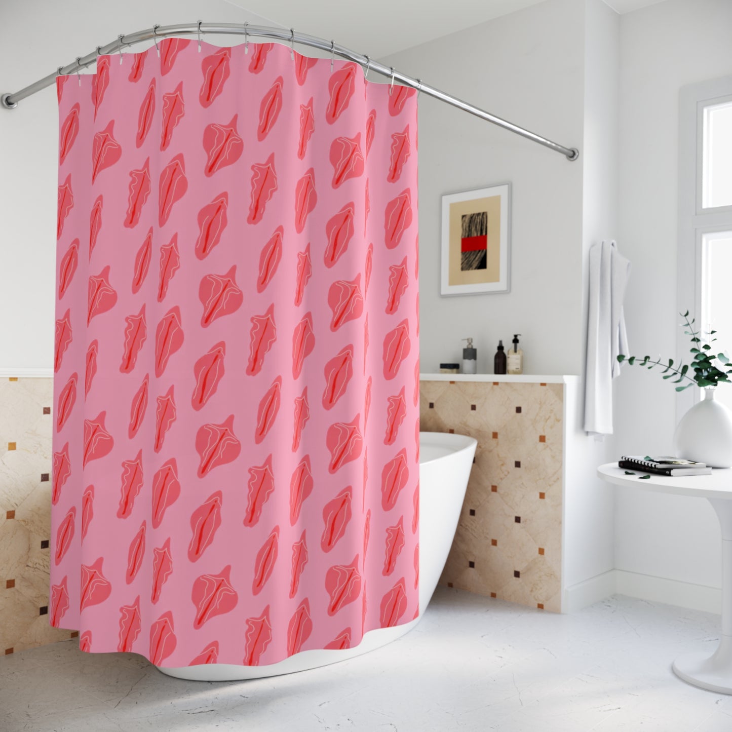 Vagina Print Shower Curtain, sexy bathroom decor, Female sex
