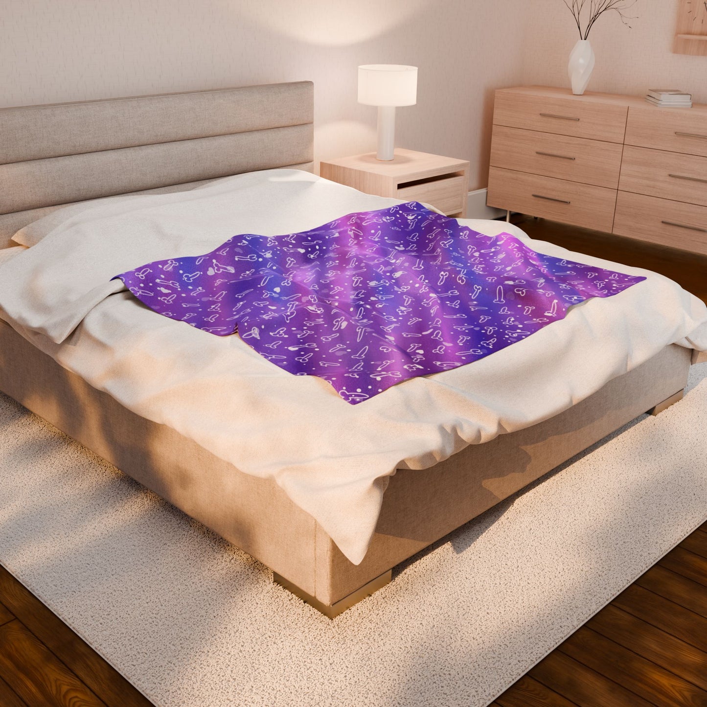 Penis Blanket with White Hearts | Fun Adult Beach Blanket | Offensive Gag Gift