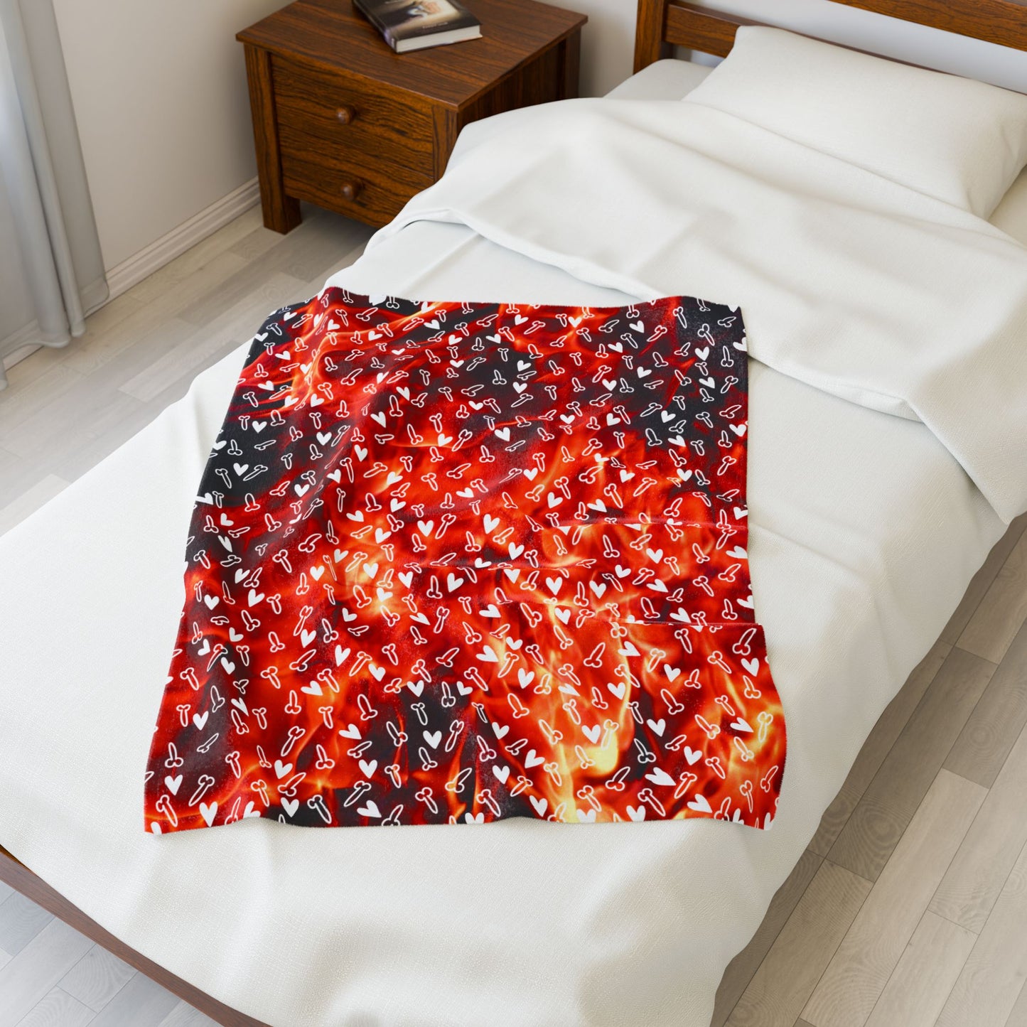 Firey Penis Plush blanket humorous gift cozy d*ck blanket gag gift Soft warm Dong Throw