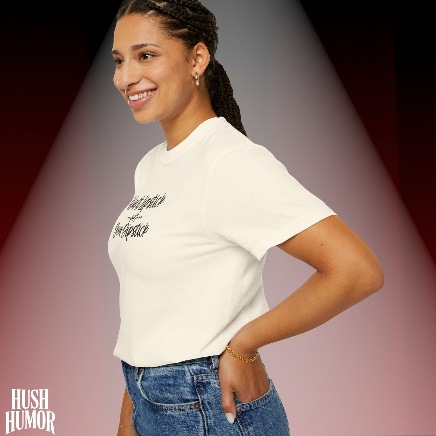 Lipstick on Your Dipstick T-Shirt | Naughty FEMdom Oral Art Tee for Women | Dirty Funny Sex Shirt | Inappropriate Bold Adult Party Apparel
