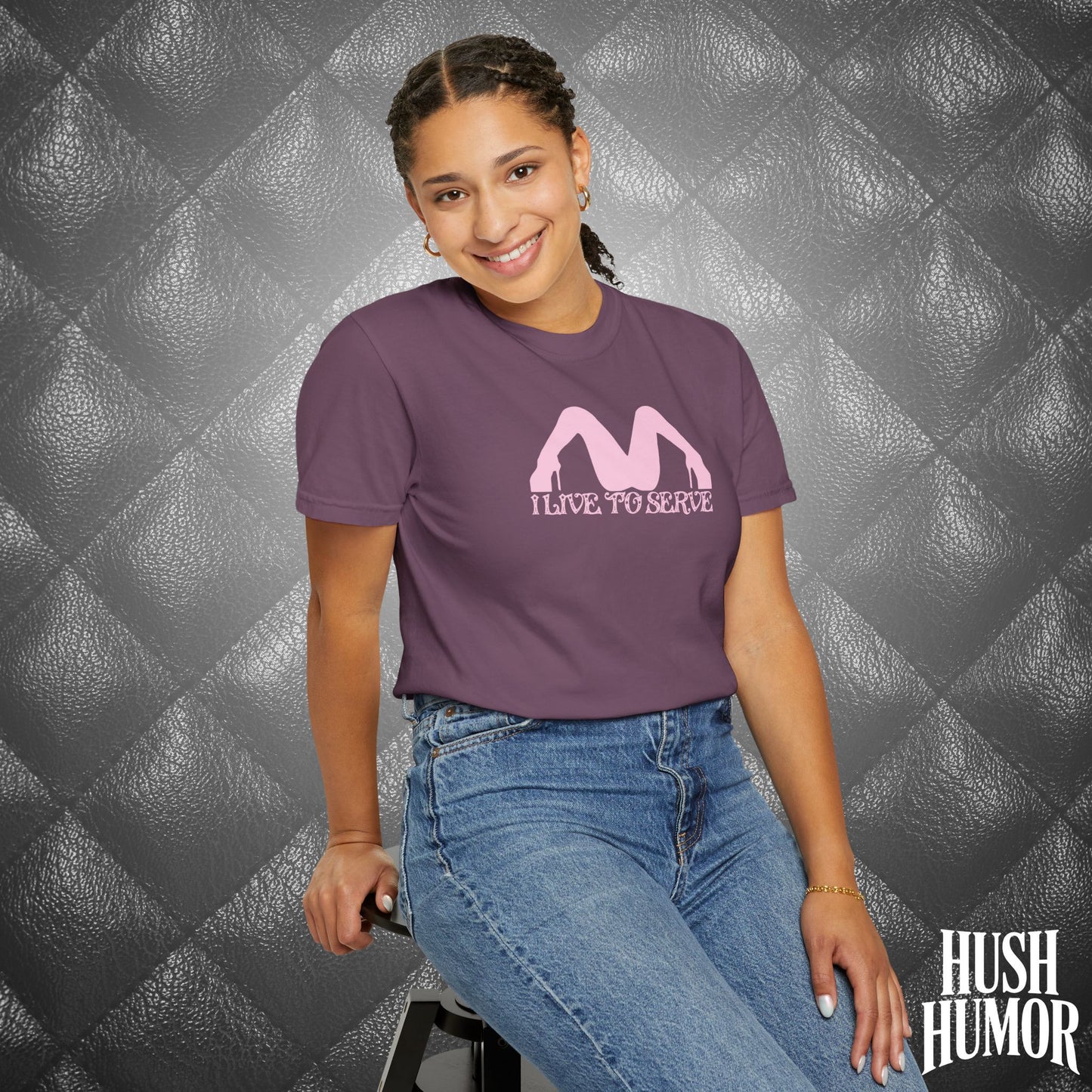 I Live to Serve Submissive T-Shirt | BDSM Kink Shirt for Women Pink graphic tee