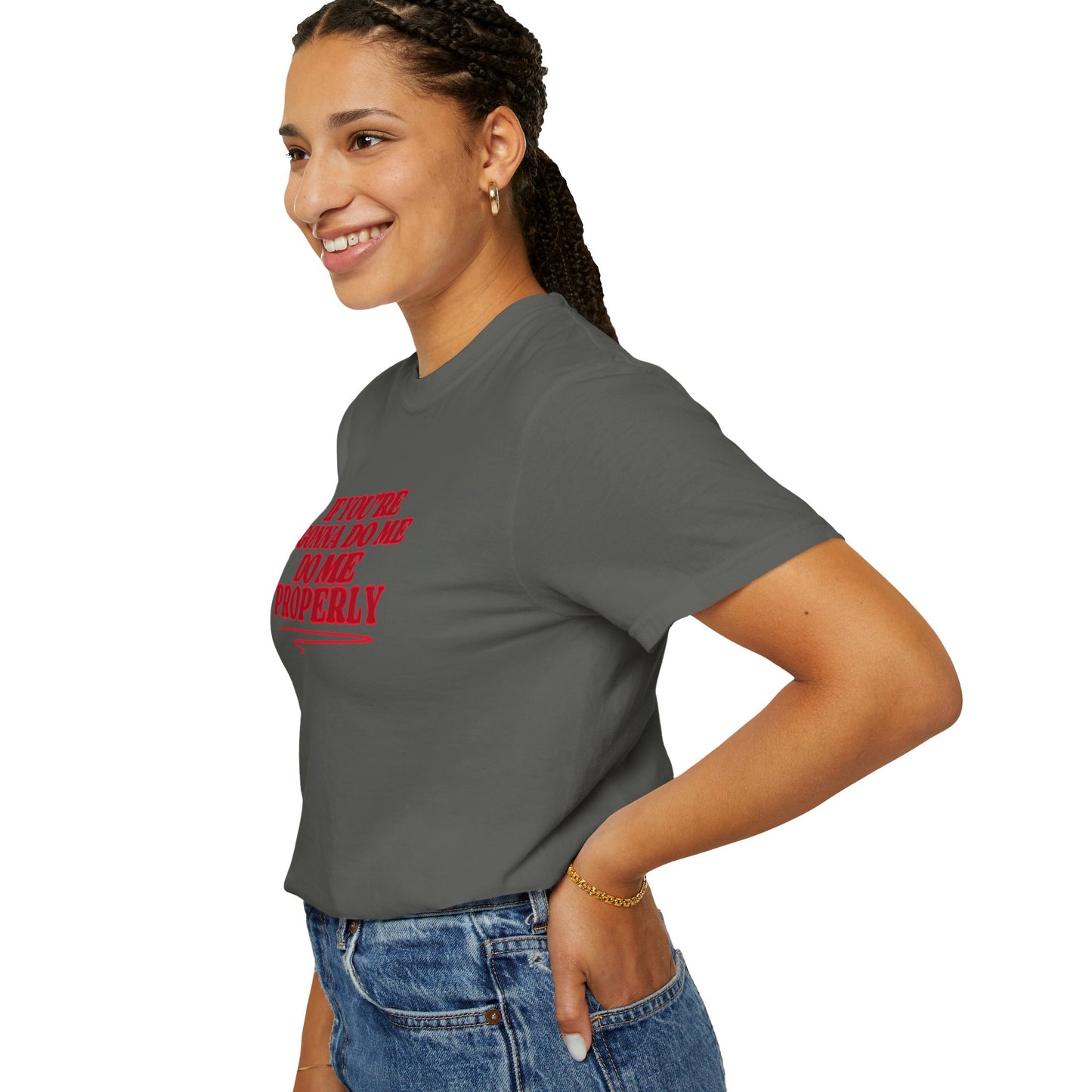 Do Me Properly Please T-Shirt – Funny BDSM FEMdom Gift Unisex Garment-Dyed Pepper Tee