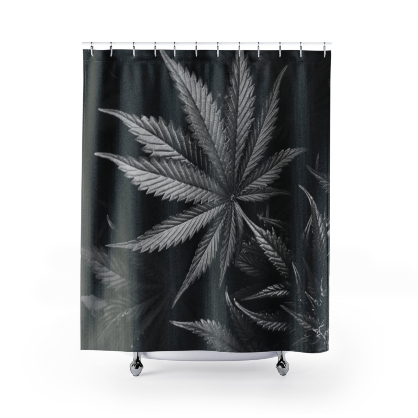 Dark Weed Marijuana Print Shower Curtain, Unique 420 Bathroom Dark Décor, Weed Gift