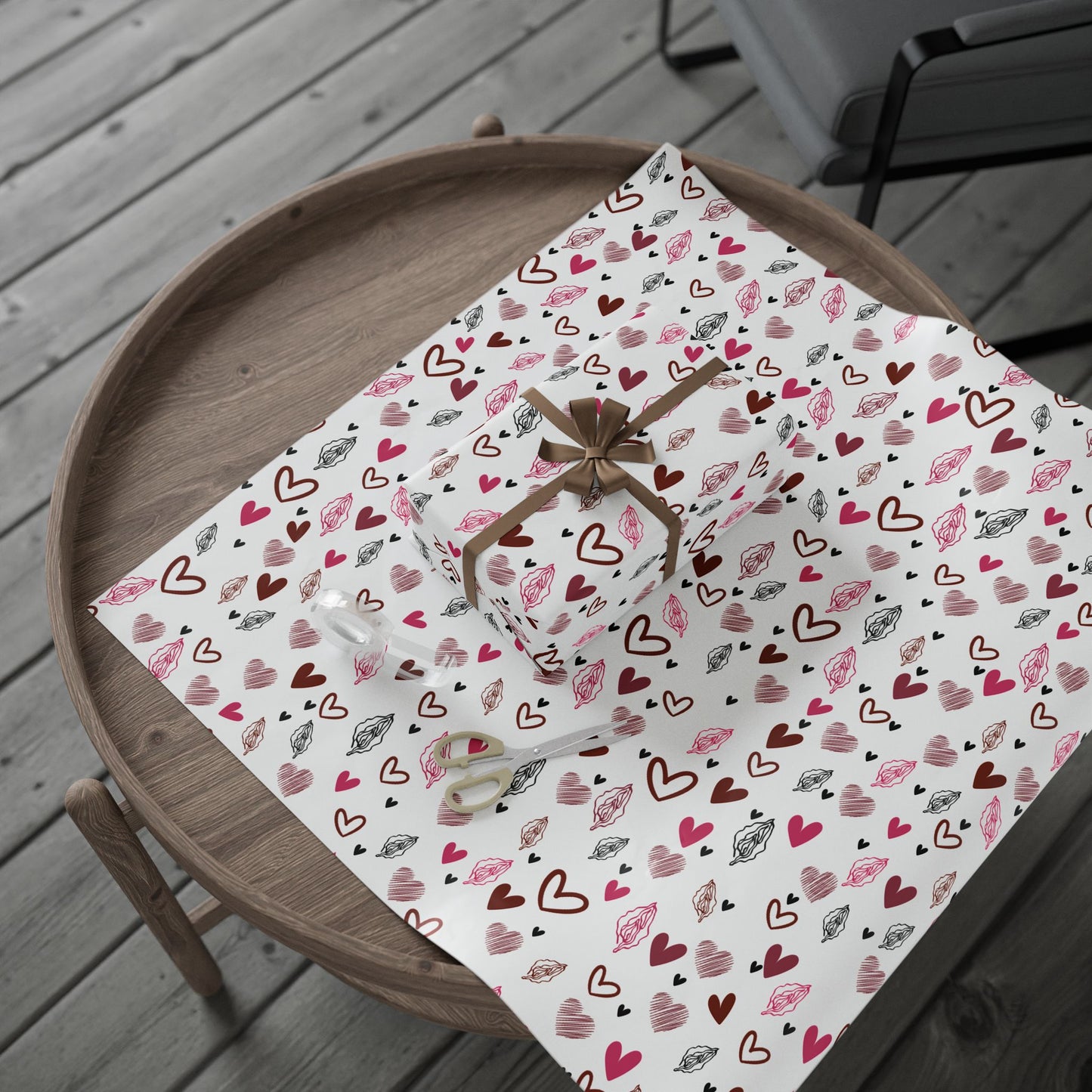 Sexy Vagina Heart Wrapping Paper β Naughty Lesbian Gift Wrap for Bachelorettes, Feminist Gifts & Adult Occasions