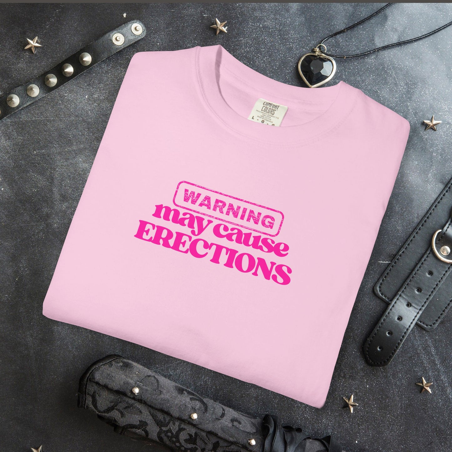 WARNING May Cause Erections Naughty Unisex T-Shirt – Inappropriate Comfort Colors Tee for Women