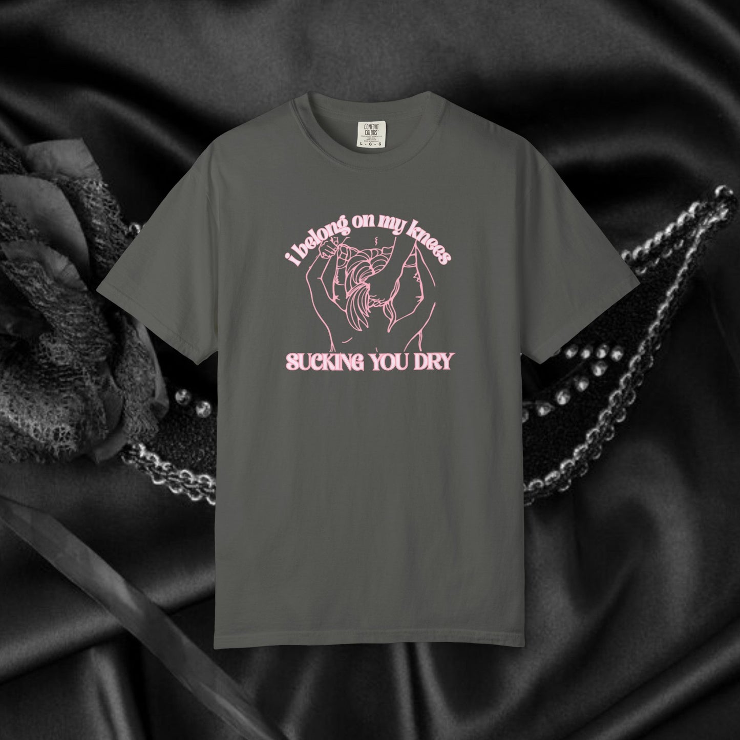 I Belong on My Knees Sucking You Dry - Naughty apparel for women - fun suggestive tee