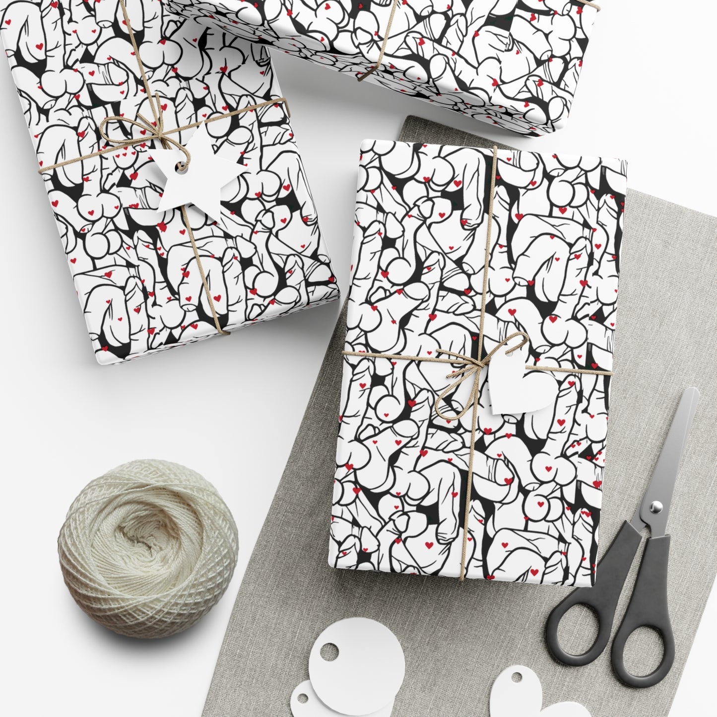 Black & White Penis Wrapping Paper – Funny Adult Willy Gift Wrap, Cute C*ck Gag Gift Paper