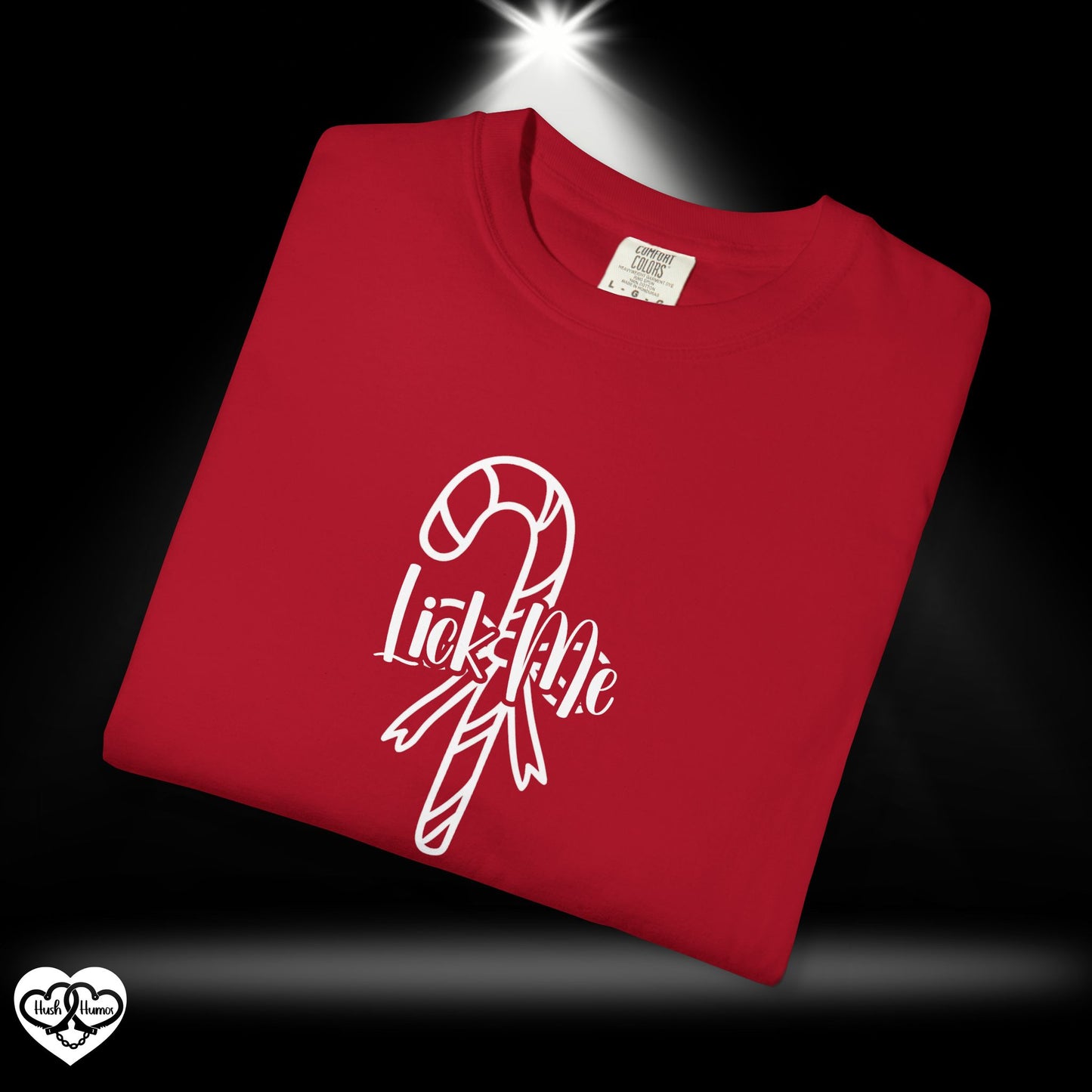Lick Me Naughty Candy Cane Christmas Tee – Funny Adult NSFW Holiday Party Shirt