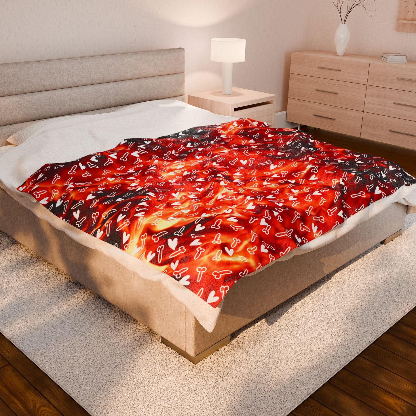 Firey Penis Plush blanket humorous gift cozy d*ck blanket gag gift Soft warm Dong Throw