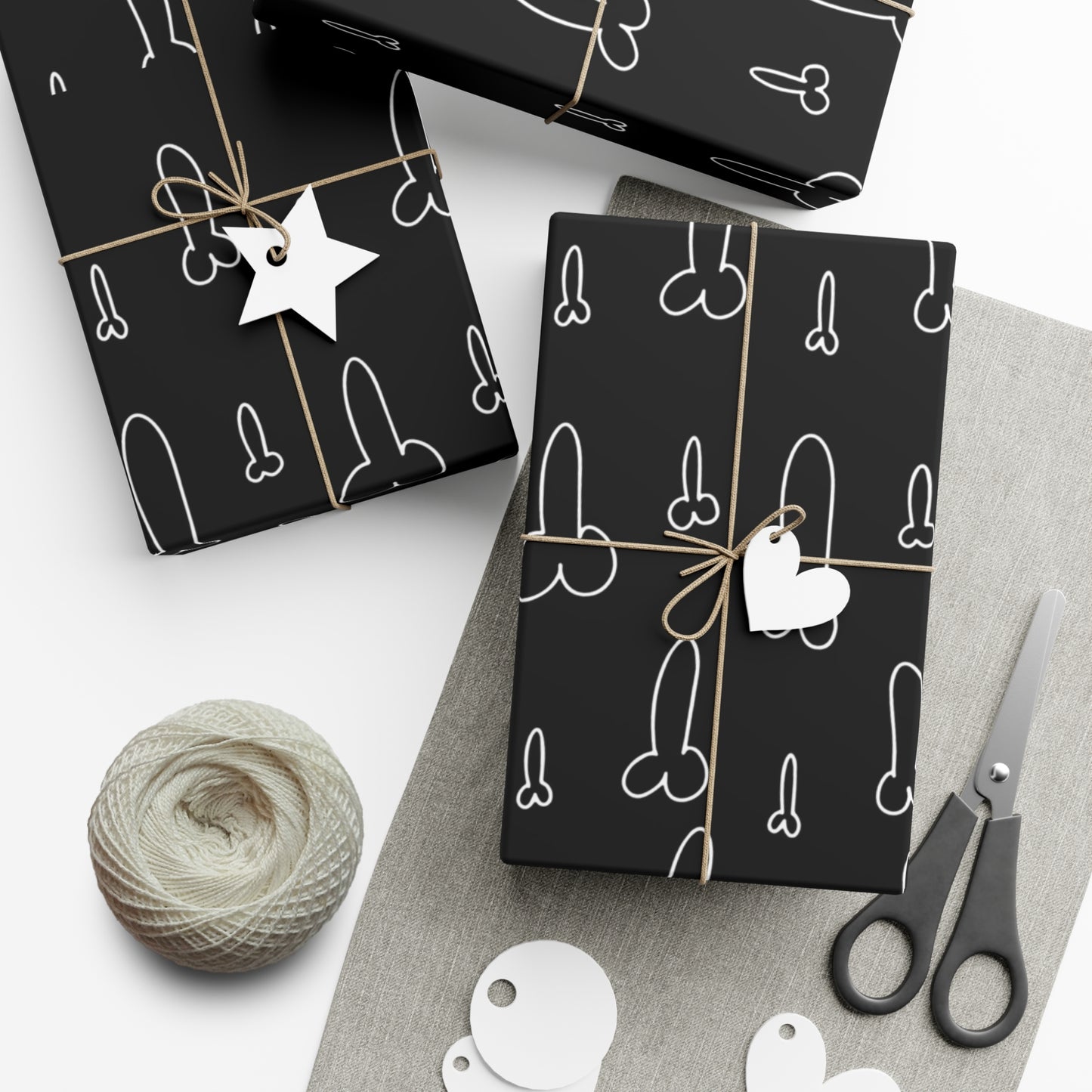 Hand Drawn Penis Wrapping Paper, Naughty Adult Humor, black and white penis wrapping paper, fun adult gifts