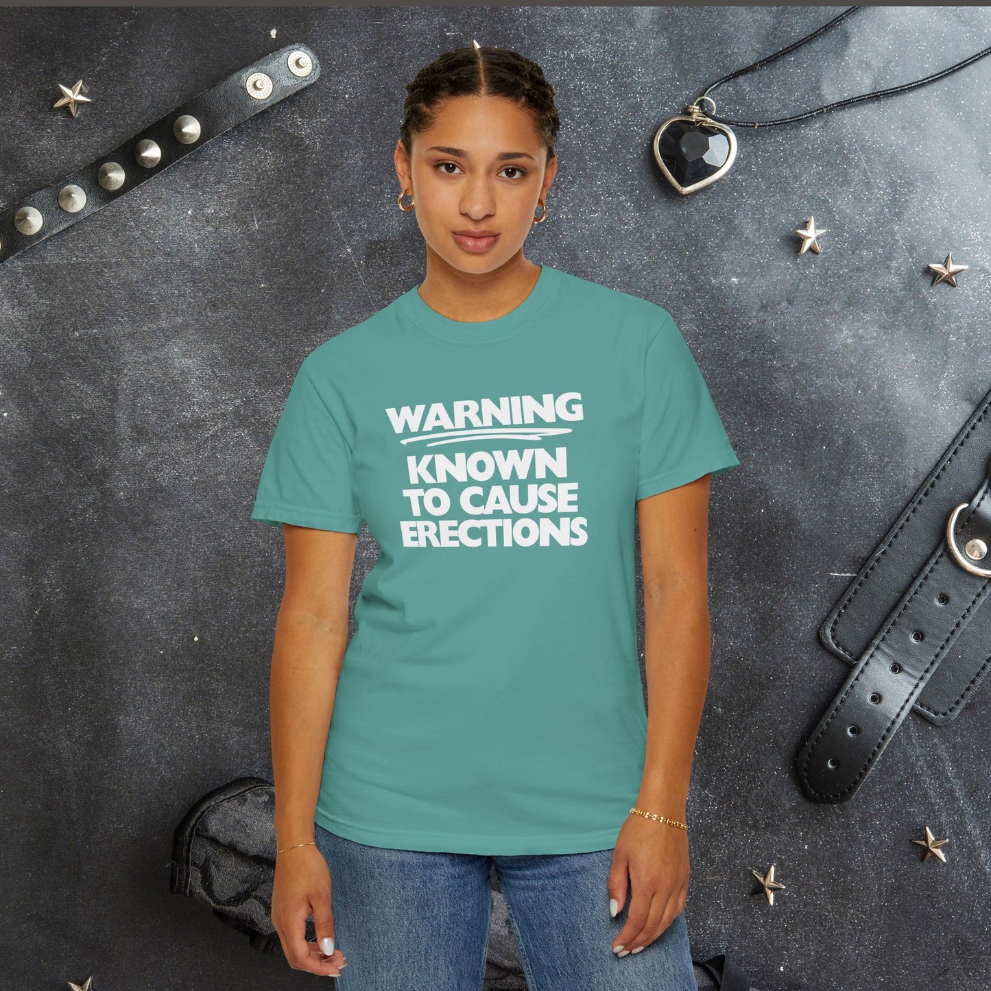 Naughty Shirt – WARNING Known to Cause Erections Adult Garment-Dyed Comfort Colors Tee