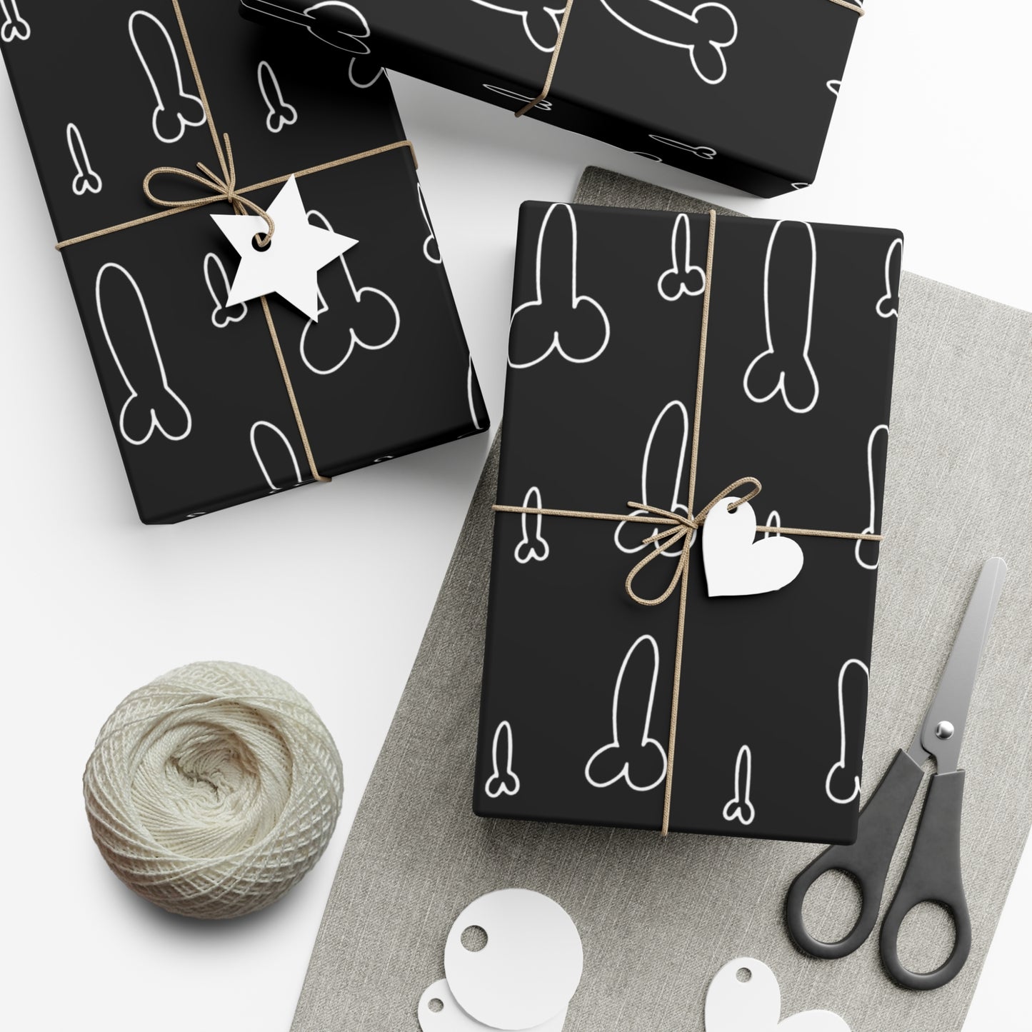 Hand Drawn Penis Wrapping Paper, Naughty Adult Humor, black and white penis wrapping paper, fun adult gifts