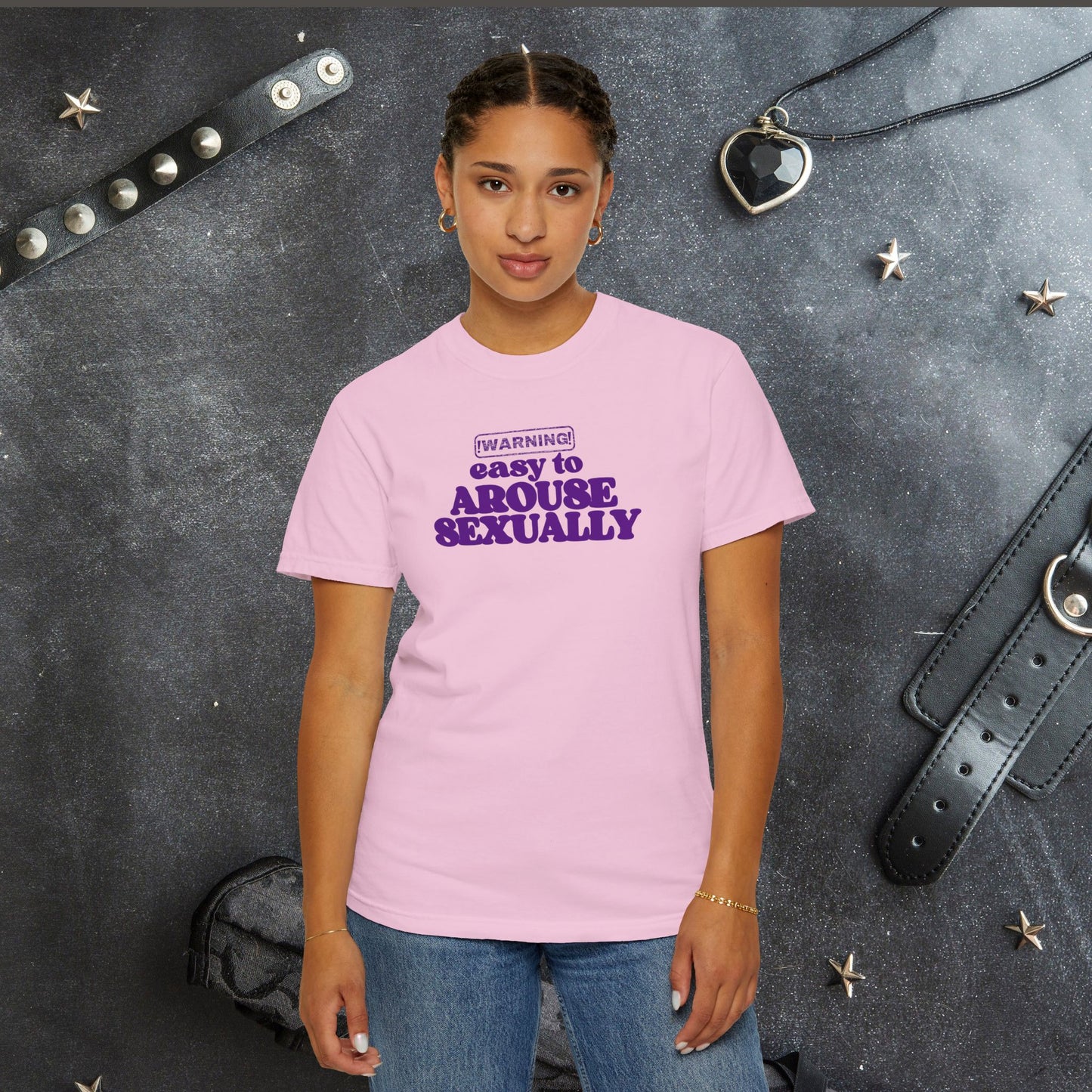 Naughty Girl Sexy T-Shirt – Comfort Colors Hot Wife Tee, Inappropriate NSFW Party Top, Easy to Arouse Unisex Garment-Dyed Shirt