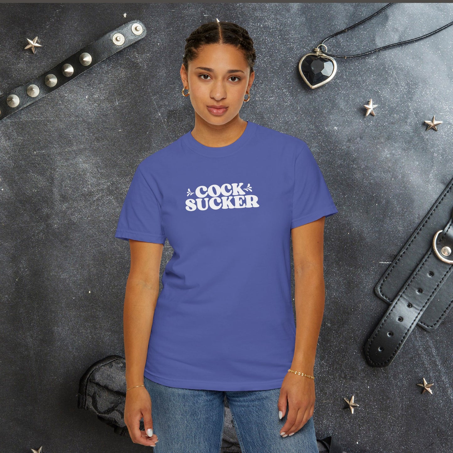 C*ck Sucker Offensive Ladies Comfort Colors T-Shirt – Hot Wife NSFW Party Tee