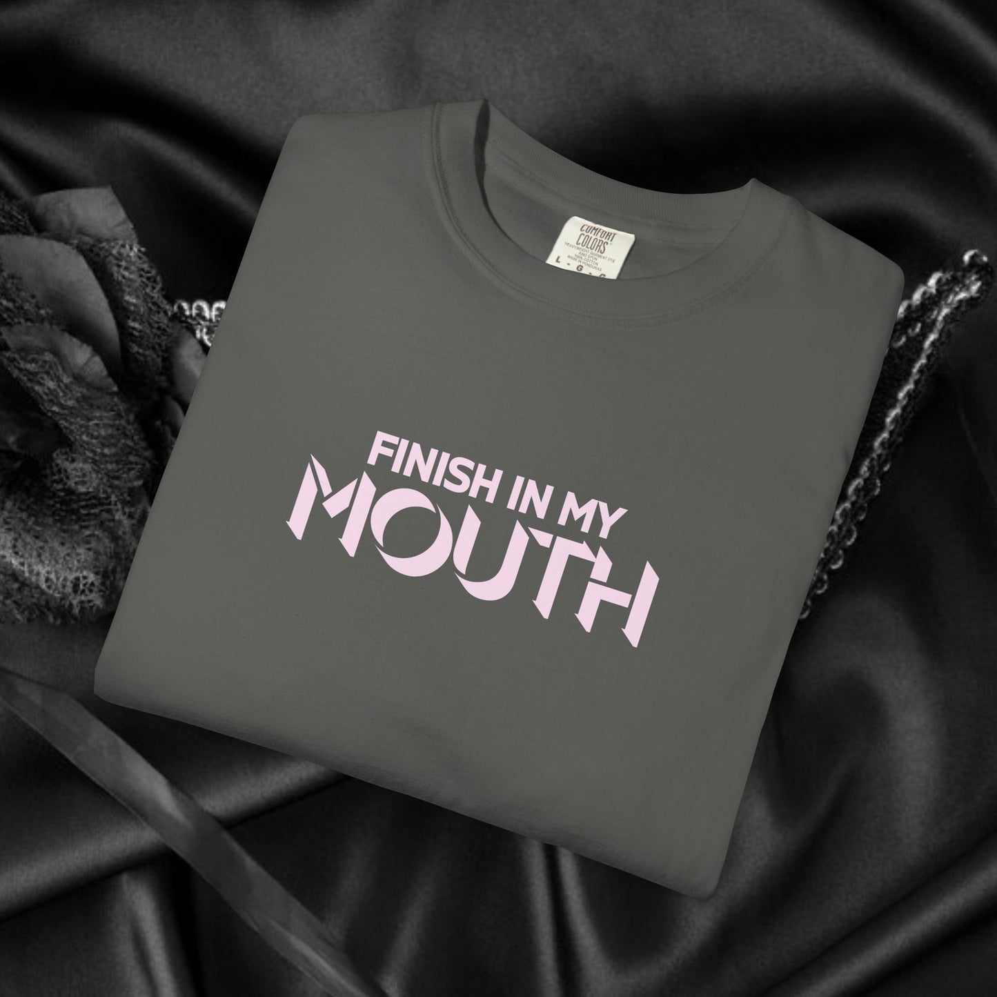 Naughty Shirt – Finish in My Mouth Offensive Hot Wife T-Shirt, NSFW Comfort Colors Pepper Tee