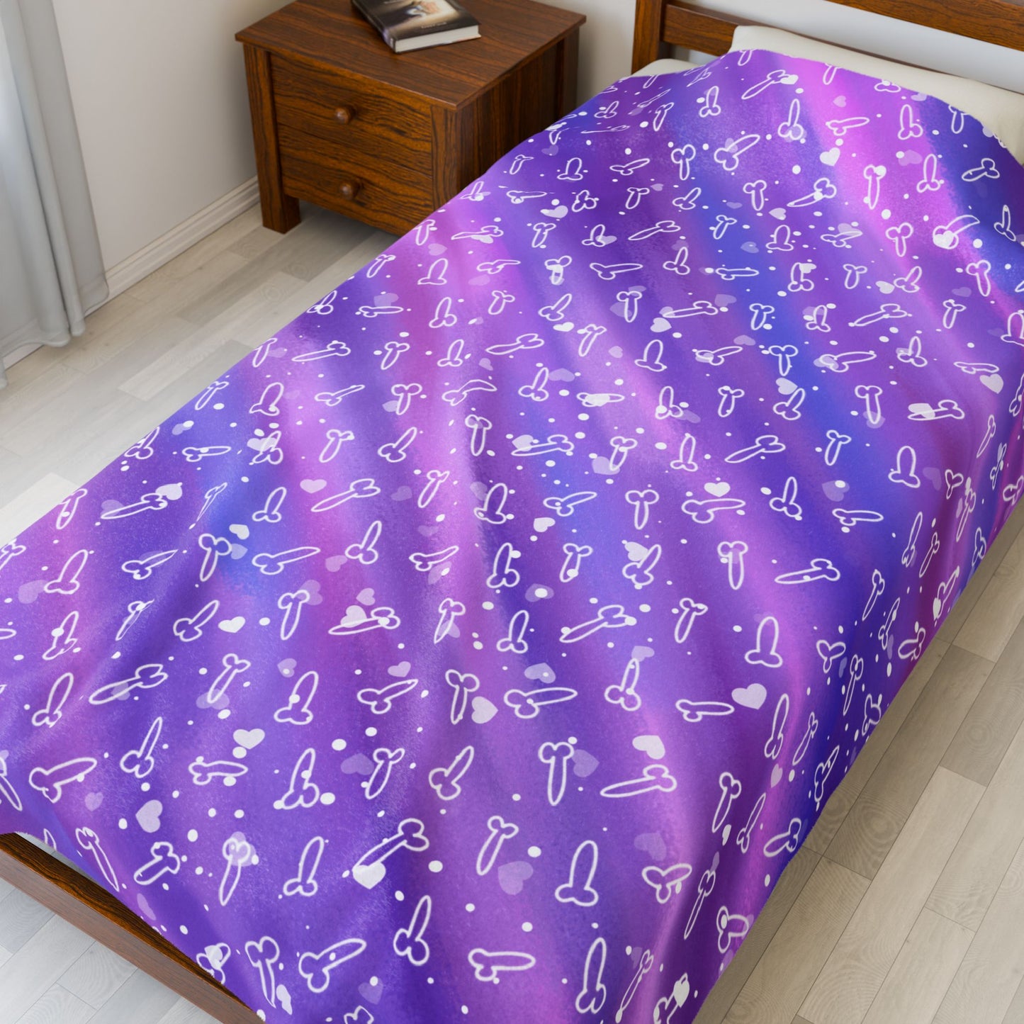 Penis Blanket with White Hearts | Fun Adult Beach Blanket | Offensive Gag Gift