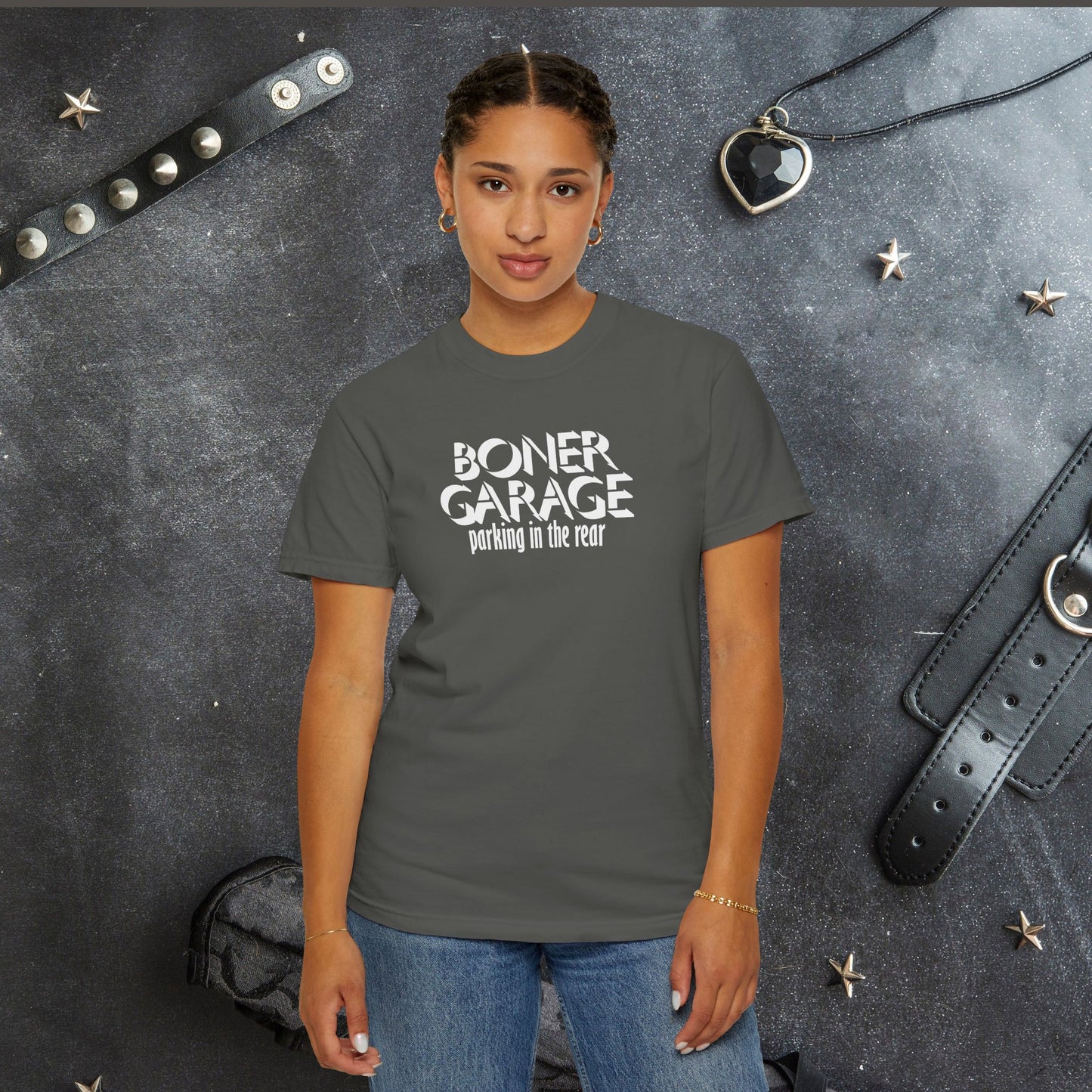 Boner Garage Parking in the Rear Naughty Women’s T-Shirt – Offensive Summer Party Tee, Funny Hot Mom Gift