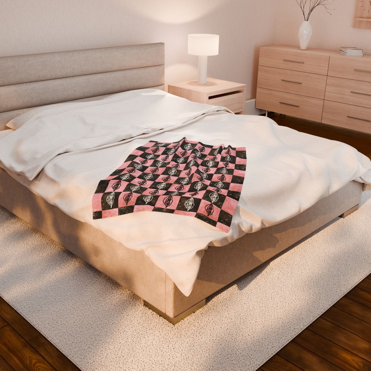 Vintage Style Female Sex Print Blanket, Sexy Feminist gift, Lesbian Bachelorette Gift idea