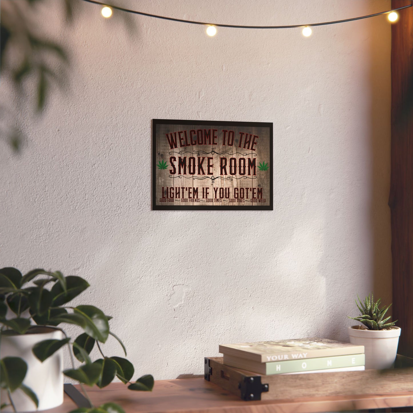 Smoke Room Aluminum Sign – Stoner Mancave Metal Sign, Weed Decor Gift for Him